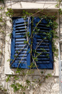 Blue Window, closed shutters, Europe, Croatia, Brac Blue Window, closed shutters, Europe, Croatia, Brac